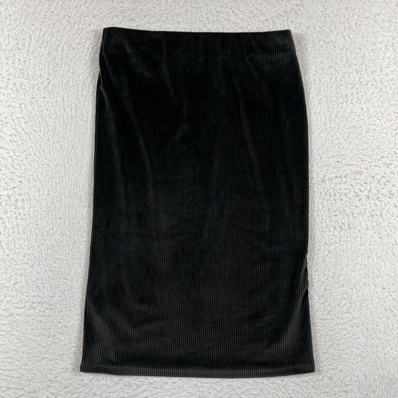 Modcloth Skirt Womens Small Black Ribbed Soft‎ Corduroy Stretchy Party Grunge - Picture 2 of 9